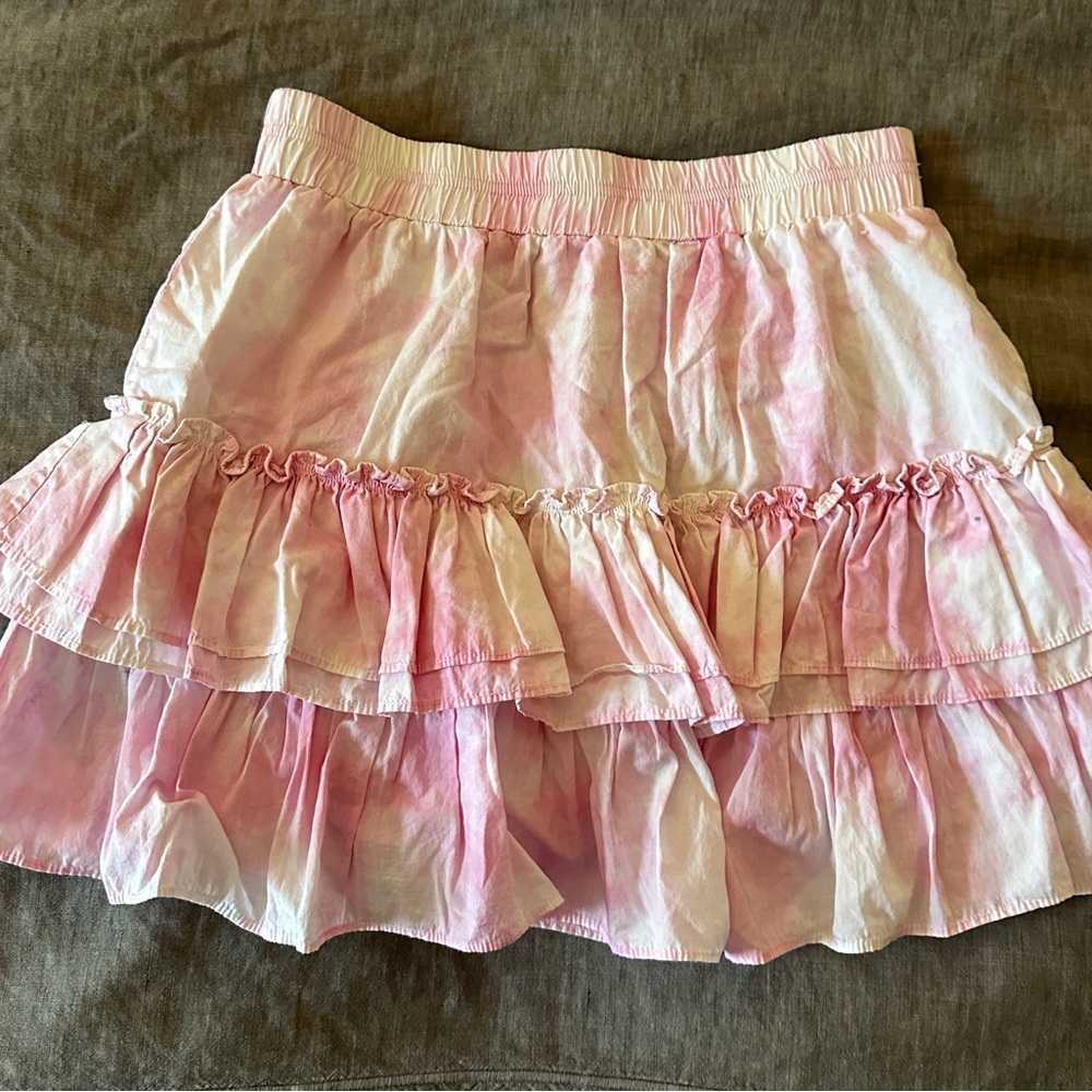 Generation Love Pink and White Ruffled Mini Skirt